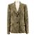 Etro Olive Floral Wool Tweed Jacke Grün