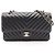 Borsa a tracolla Chanel Chevron V-Stitch Double Flap Nero