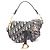 Mini borsa Saddle in jacquard Oblique Christian Dior Beige Blu navy
