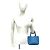 Mini borsa tote Prada in Vitello Daino con logo triangolare Blu - vista 2