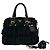 Tote Borsa a mano PRADA in nylon raggruppato e pelle Nero