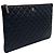 Chanel Borsa a pochette classica grande in pelle caviar nera con logo CC dorato Nero - vista 2