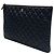 Chanel Borsa a pochette classica grande in pelle caviar nera con logo CC dorato Nero - vista 3