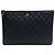 Chanel Borsa a pochette classica grande in pelle caviar nera con logo CC dorato Nero