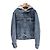Céline Hood Back Logo Denim Trucker Jacket Blue