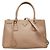 Borsa Prada Galleria con placca logo triangolare Beige