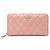 Cartera larga Chanel de piel de becerro granulada rosa