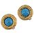 Orecchini CHANEL Metallo Dorato Blu CC Auth 195370