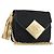 Borsa a tracolla CHANEL Matelasse con catena in raso nero e oro CC Auth 195338A D'oro