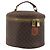 Céline CELINE Macadam Vanity Cosmetic Pouch PVC Leather Brown Gold Tone Auth 196128A Marrone