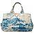 Borsa Satchel Prada Large Canvas Canapa Azulejos Blu