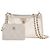 Chanel White CC Clutch aus Mesh und glänzendem Lammleder mit Kette Weiß