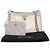 Chanel White CC Clutch aus Mesh und glänzendem Lammleder mit Kette Weiß - Ansicht 15