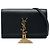 Portafoglio a catena Kate in pelle di vitello liscia nera con monogramma e nappa Saint Laurent Nero