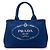Borsa Tote Prada Blue Small Canvas Canapa Logo