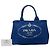 Borsa Tote Prada Blue Small Canvas Canapa Logo - vista 7