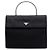 Borsa Prada in Tessuto nera con manico in metallo Nero
