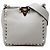 Bolsa de ombro Valentino Gray Mini em couro de bezerro granulado Rockstud com fecho flip lock