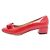 Salvatore Ferragamo Lackschuhe in Rot mit goldener Schleife