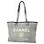 Chanel Deauville Canvas Chain Tote Bag Blau