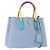 PRADA Handtasche Saffiano 2-Wege Hellblau Goldton Auth 195344M