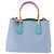 PRADA Handtasche Saffiano 2-Wege Hellblau Goldton Auth 195344M - Ansicht 2