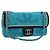 Borsa a tracolla con catena CHANEL Canvas Blu Turchese Argento CC Auth 195104M