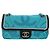 Borsa a tracolla con catena CHANEL Canvas Blu Turchese Argento CC Auth 195104M - vista 13