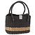 Borsa a mano CHANEL in paglia Grigio Argento CC Auth 195504SM Marrone