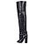 Balmain Black Leather Open-Toe Over-the-Knee Boots Sz.38 Pre-owned