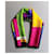 Écharpe en soie Yves Saint Laurent Noir Rose Multicolore Vert Violet Jaune  - vue 10
