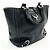 Borsa tote Gucci Abbey in pelle e tela blu navy - vista 3