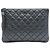 Clutch Chanel Gray Medium Quilted Aged Calfskin Chain Tassel O Case Marrone Grigio antracite