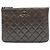 Clutch Chanel Gray Small Quilted Crinkled Patent O Case Marrone Grigio antracite