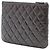 Clutch Chanel Gray Small Quilted Crinkled Patent O Case Marrone Grigio antracite - vista 2