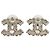 Orecchini Chanel Silver CC in ottone e strass con chiusura a pressione Argento - vista 2