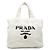 Prada White Spugna Terry Cloth Logo Tote Weiß