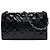 Pochette Chanel in vernice matelassé nera con simboli portafortuna embossed Nero