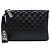 Chanel Clutch Gabrielle O Case in Pelle di Vitello Granulata Nera Medium Nero