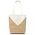 LOEWE Puzzle Fold Tote Medium aus glänzendem Kalbsleder bicolor Beige