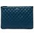 Clutch Chanel Blue Large Quilted Lambskin O Case Blu scuro