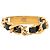 Bracciale a catena Chanel con placca logo in pelle di vitello e placcato oro D'oro - vista 3