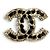 Spilla Chanel in pelle nera Nero