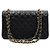 Chanel Borsa a tracolla Classic Medium in caviale nero con catena dorata - vista 5