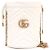 Gucci Mini Borsa Secchiello GG Marmont Chevron con Catena Dorata Bianco