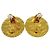Chanel Vintage CC Quilted Round Button Clip-On Metal Medium D'oro - vista 2