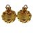 Chanel Vintage CC Round Clip-On Metal with Crystals D'oro - vista 2