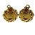 Chanel Vintage CC Round Clip-On Metal with Crystals D'oro - vista 2