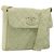 Borsa a tracolla CHANEL Matelassé in camoscio verde con CC tono oro Auth BA14888A