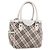Borsa a mano BURBERRY Nova Check Canvas Beige Silver Auth 198700A Argento